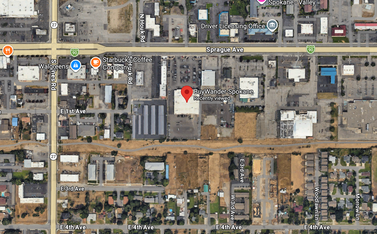 Satellite map of Buywander Spokane at 12606 East Sprague Avenue, Spokane Valley, WA 99216